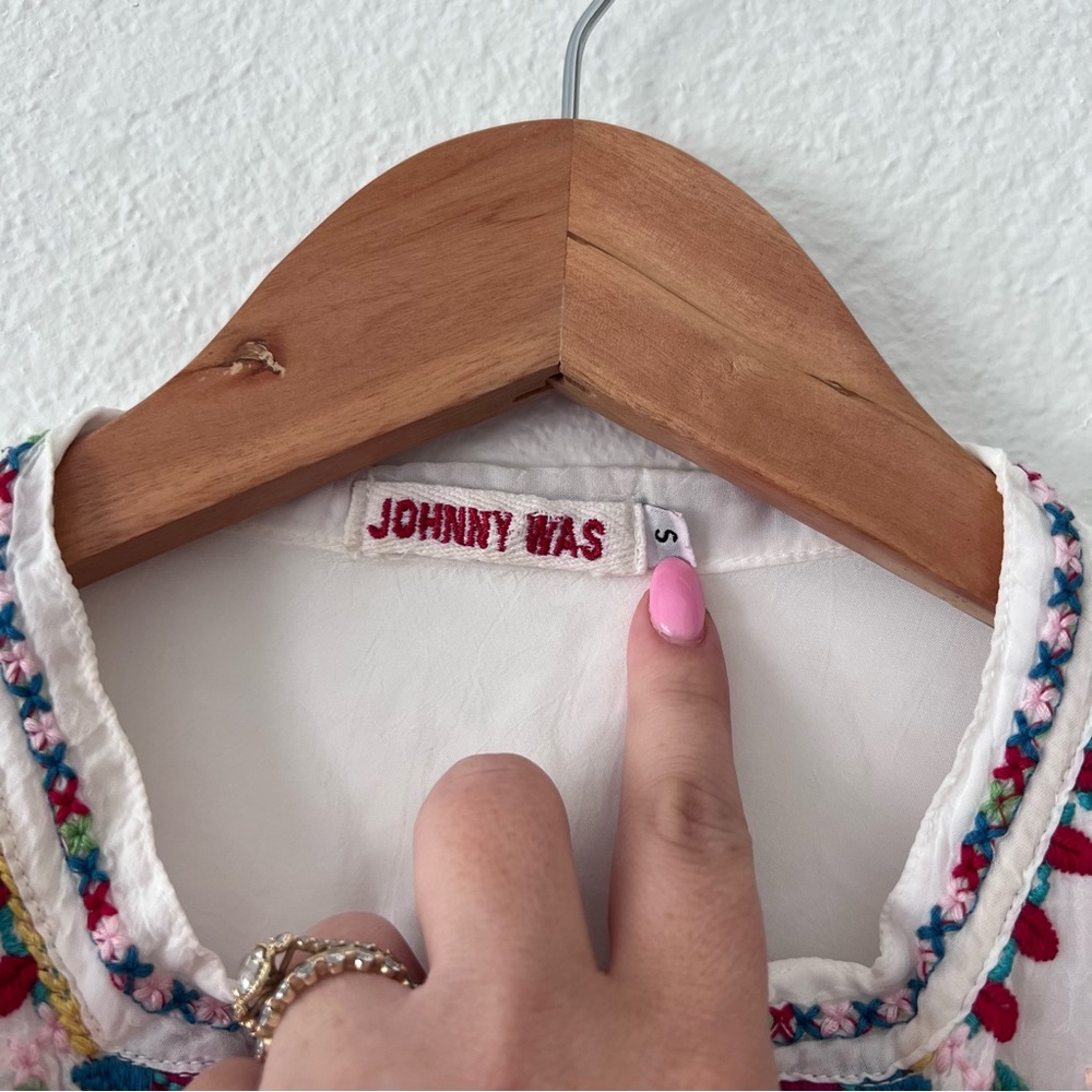 Johnny Was Floral Embroidered Georgette Blouse Sz S - Picture 4 of 6